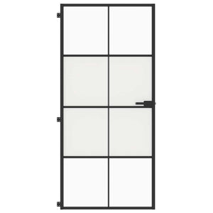 Innentür Schlank Schwarz 93x201,5 cm Hartglas & Aluminium