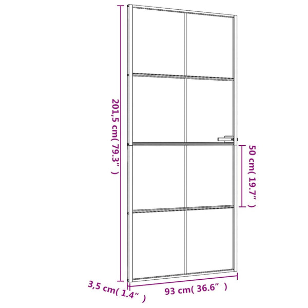 Innentür Schlank Schwarz 93x201,5 cm Hartglas & Aluminium