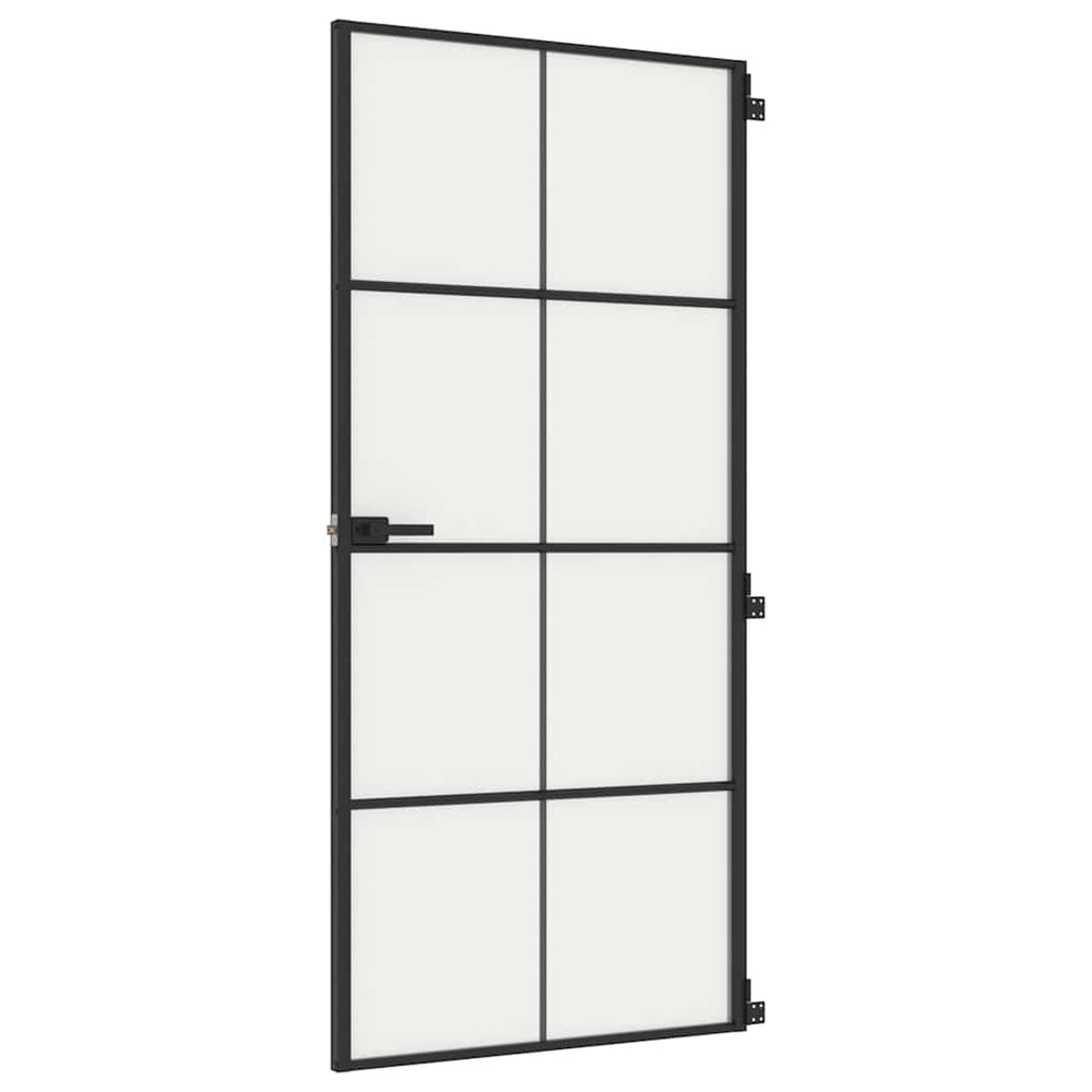 Innentür Schlank Schwarz 93x201,5 cm Hartglas & Aluminium