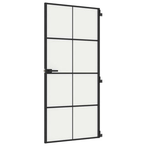 Innentür Schlank Schwarz 93x201,5 cm Hartglas & Aluminium