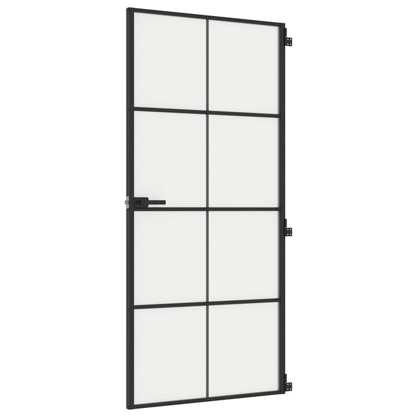 Innentür Schlank Schwarz 93x201,5 cm Hartglas & Aluminium