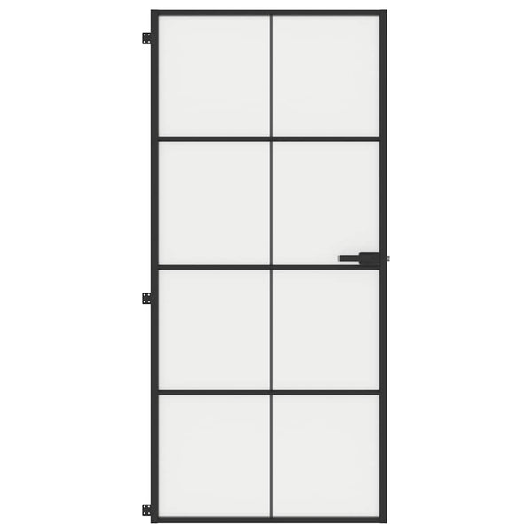 Innentür Schlank Schwarz 93x201,5 cm Hartglas & Aluminium