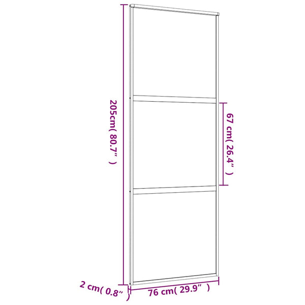 Schiebetür Golden 76x205 cm ESG-Klarglas und Aluminium