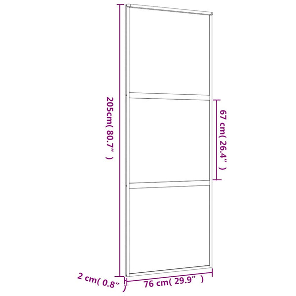 Schiebetür Golden 76x205 cm Matt ESG-Glas und Aluminium