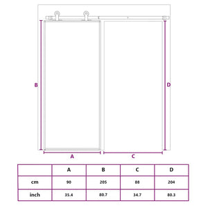 Schiebetür Golden 90x205 cm Matt ESG-Glas und Aluminium