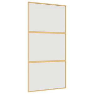 vidaXL Porte coulissante Doré 102,5x205 cm Verre trempé mat et aluminium