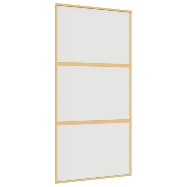 vidaXL Porte coulissante Doré 102,5x205 cm Verre trempé mat et aluminium