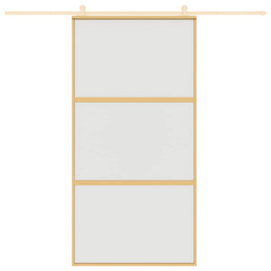 vidaXL Porte coulissante Doré 102,5x205 cm Verre trempé mat et aluminium