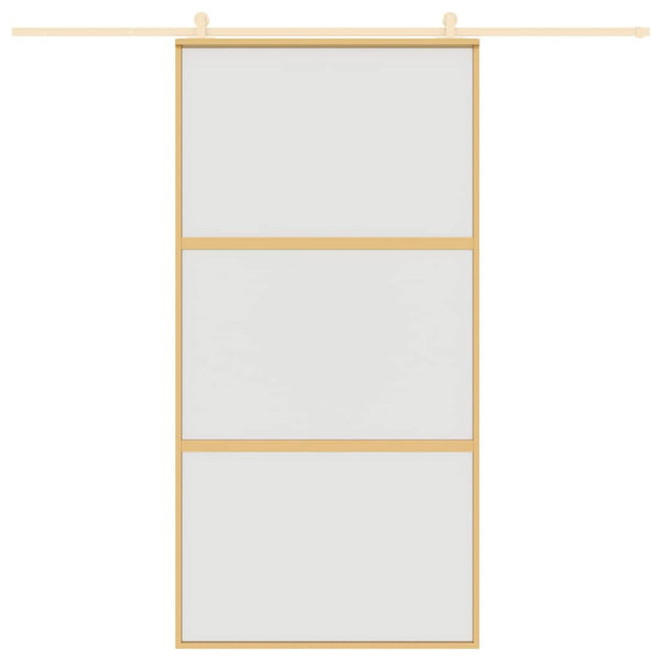 vidaXL Porte coulissante Doré 102,5x205 cm Verre trempé mat et aluminium