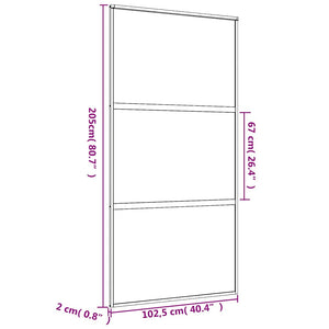 vidaXL Porte coulissante Doré 102,5x205 cm Verre trempé mat et aluminium