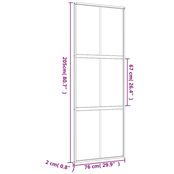 Schiebetür Golden 76x205 cm ESG-Klarglas und Aluminium
