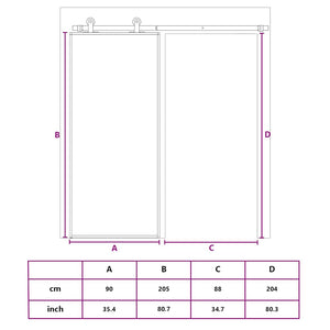 Schiebetür Golden 90x205 cm ESG-Klarglas und Aluminium