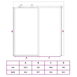 Schiebetür Golden 102,5x205 cm ESG-Klarglas und Aluminium