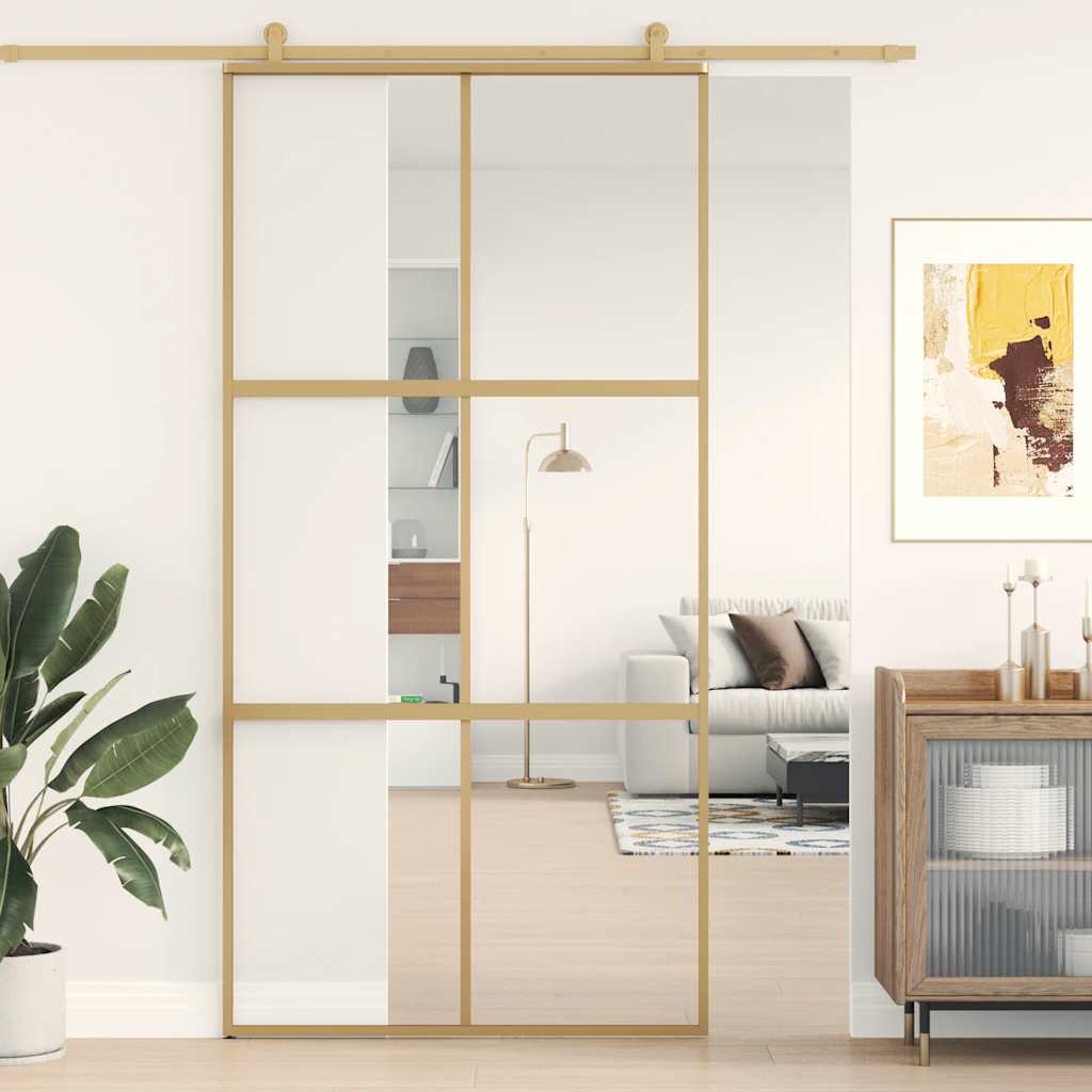 Schiebetür Golden 102,5x205 cm ESG-Klarglas und Aluminium