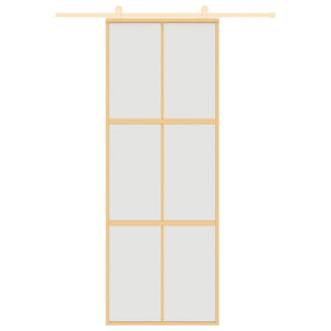 vidaXL Porte coulissante dorée 76x205 cm verre ESG mat et aluminium