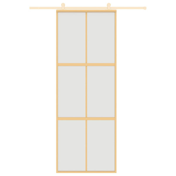 vidaXL Porte coulissante dorée 76x205 cm verre ESG mat et aluminium