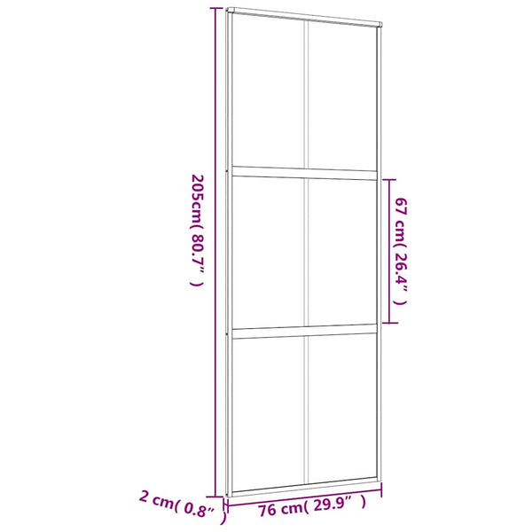vidaXL Porte coulissante dorée 76x205 cm verre ESG mat et aluminium