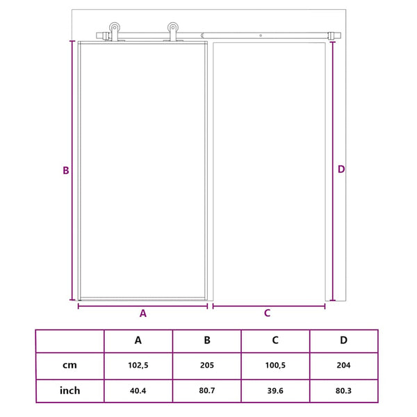 Schiebetür Golden 102,5x205 cm Matt ESG-Glas und Aluminium