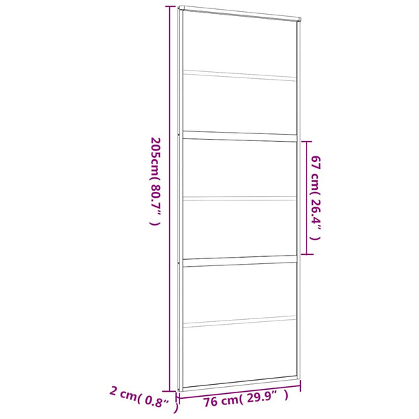 Schiebetür Golden 76x205 cm Matt ESG-Glas und Aluminium