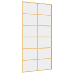 vidaXL Porte coulissante Dorée 102,5x205 cm en verre trempé transparent et aluminium
