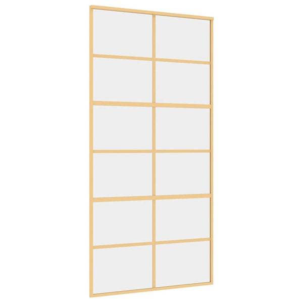 vidaXL Porte coulissante Dorée 102,5x205 cm en verre trempé transparent et aluminium