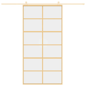 vidaXL Porte coulissante Dorée 102,5x205 cm en verre trempé transparent et aluminium