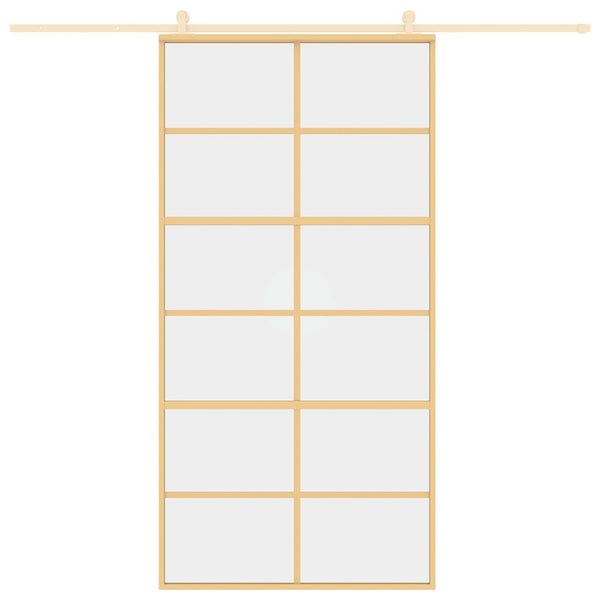 vidaXL Porte coulissante Dorée 102,5x205 cm en verre trempé transparent et aluminium