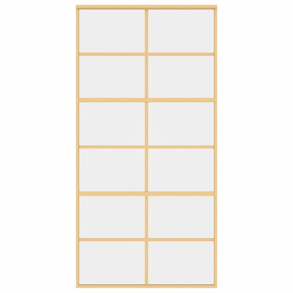 vidaXL Porte coulissante Dorée 102,5x205 cm en verre trempé transparent et aluminium
