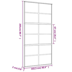 vidaXL Porte coulissante Dorée 102,5x205 cm en verre trempé transparent et aluminium