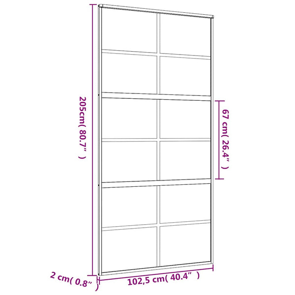 vidaXL Porte coulissante Dorée 102,5x205 cm en verre trempé transparent et aluminium