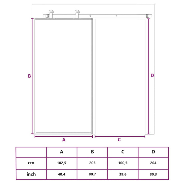 vidaXL Porte coulissante Dorée 102,5x205 cm en verre trempé transparent et aluminium