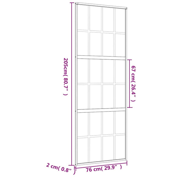 Schiebetür Golden 76x205 cm ESG-Klarglas und Aluminium