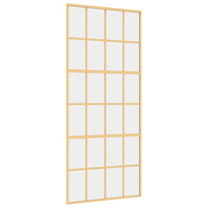 vidaXL Porte coulissante Doré 90x205 cm verre trempé transparent et aluminium