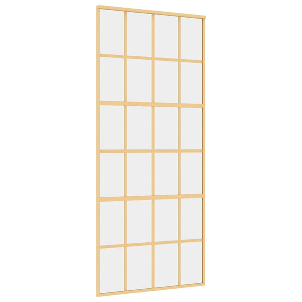 vidaXL Porte coulissante Doré 90x205 cm verre trempé transparent et aluminium