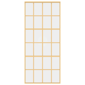 vidaXL Porte coulissante Doré 90x205 cm verre trempé transparent et aluminium