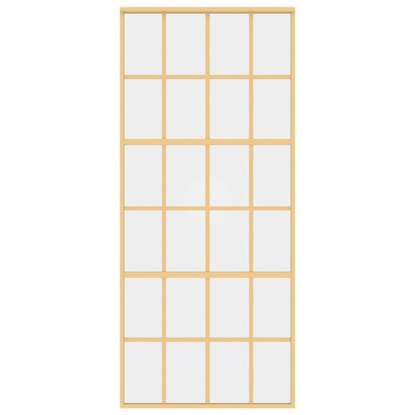vidaXL Porte coulissante Doré 90x205 cm verre trempé transparent et aluminium