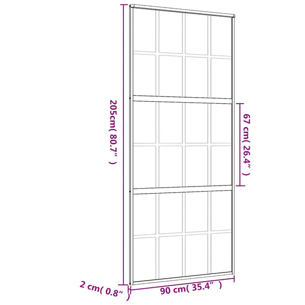 vidaXL Porte coulissante Doré 90x205 cm verre trempé transparent et aluminium