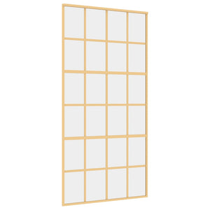 vidaXL Porte coulissante Dorée 102,5x205 cm en verre trempé transparent et aluminium