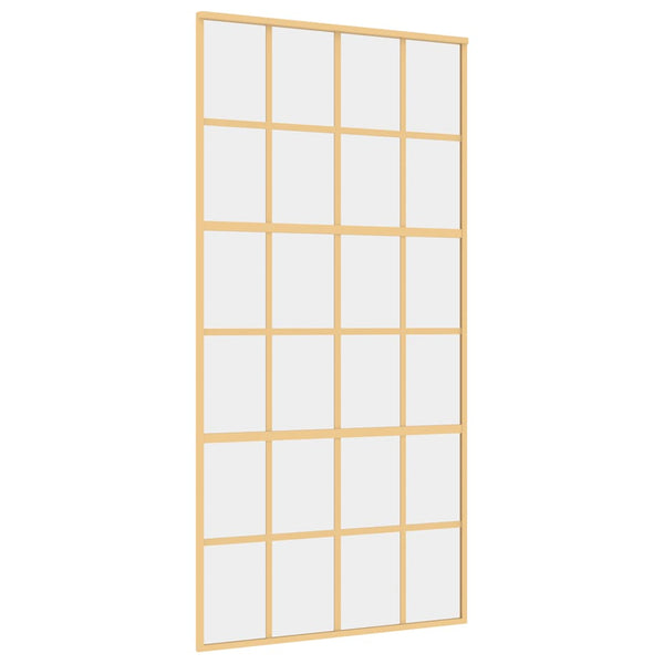 vidaXL Porte coulissante Dorée 102,5x205 cm en verre trempé transparent et aluminium
