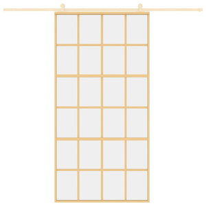 vidaXL Porte coulissante Dorée 102,5x205 cm en verre trempé transparent et aluminium