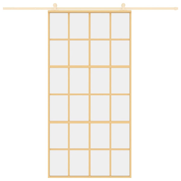 vidaXL Porte coulissante Dorée 102,5x205 cm en verre trempé transparent et aluminium