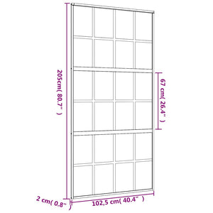 vidaXL Porte coulissante Dorée 102,5x205 cm en verre trempé transparent et aluminium