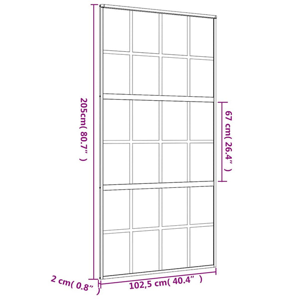vidaXL Porte coulissante Dorée 102,5x205 cm en verre trempé transparent et aluminium