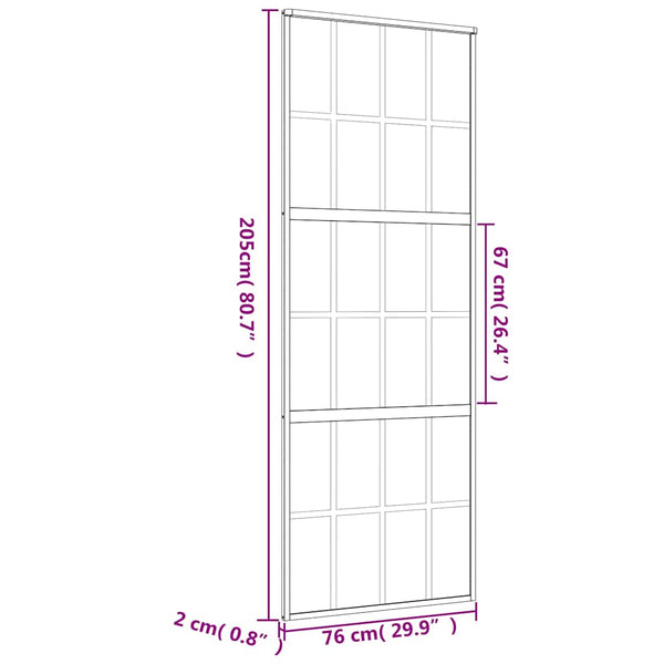 Schiebetür Golden 76x205 cm Matt ESG-Glas und Aluminium