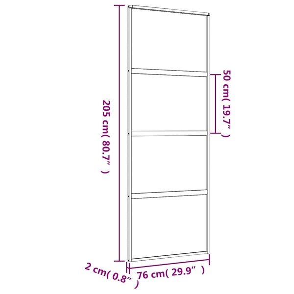 Schiebetür Golden 76x205 cm ESG-Klarglas und Aluminium