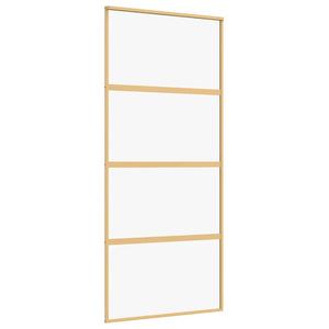 vidaXL Porte coulissante Doré 90x205 cm verre trempé transparent et aluminium