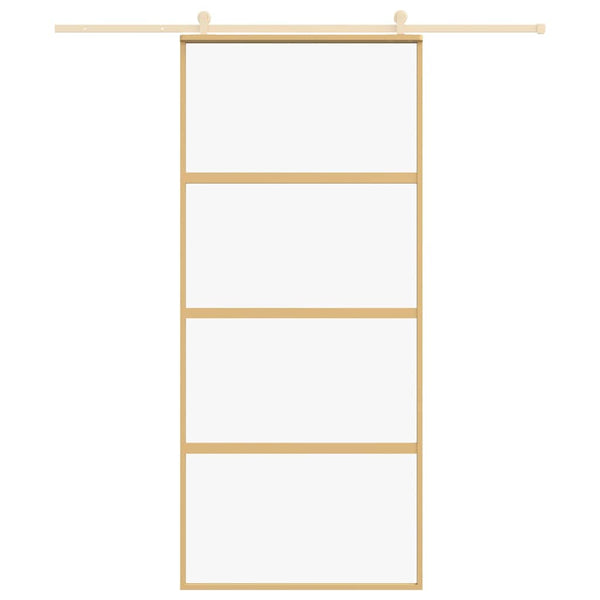vidaXL Porte coulissante Doré 90x205 cm verre trempé transparent et aluminium