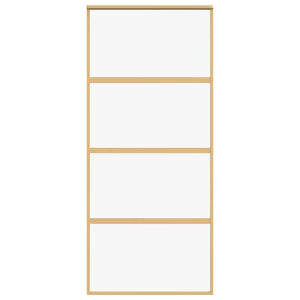 vidaXL Porte coulissante Doré 90x205 cm verre trempé transparent et aluminium