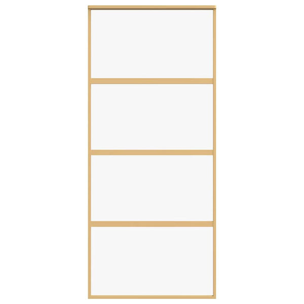 vidaXL Porte coulissante Doré 90x205 cm verre trempé transparent et aluminium