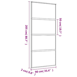 vidaXL Porte coulissante Doré 90x205 cm verre trempé transparent et aluminium